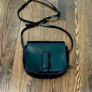 Banana Republic Black Leather Saddle Crossbody Bag